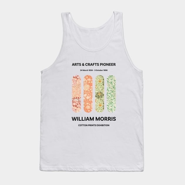 William Morris Textile Pattern, Cotton Prints Exhibition, Arts And Crafts Pioneer Tank Top by VanillaArt